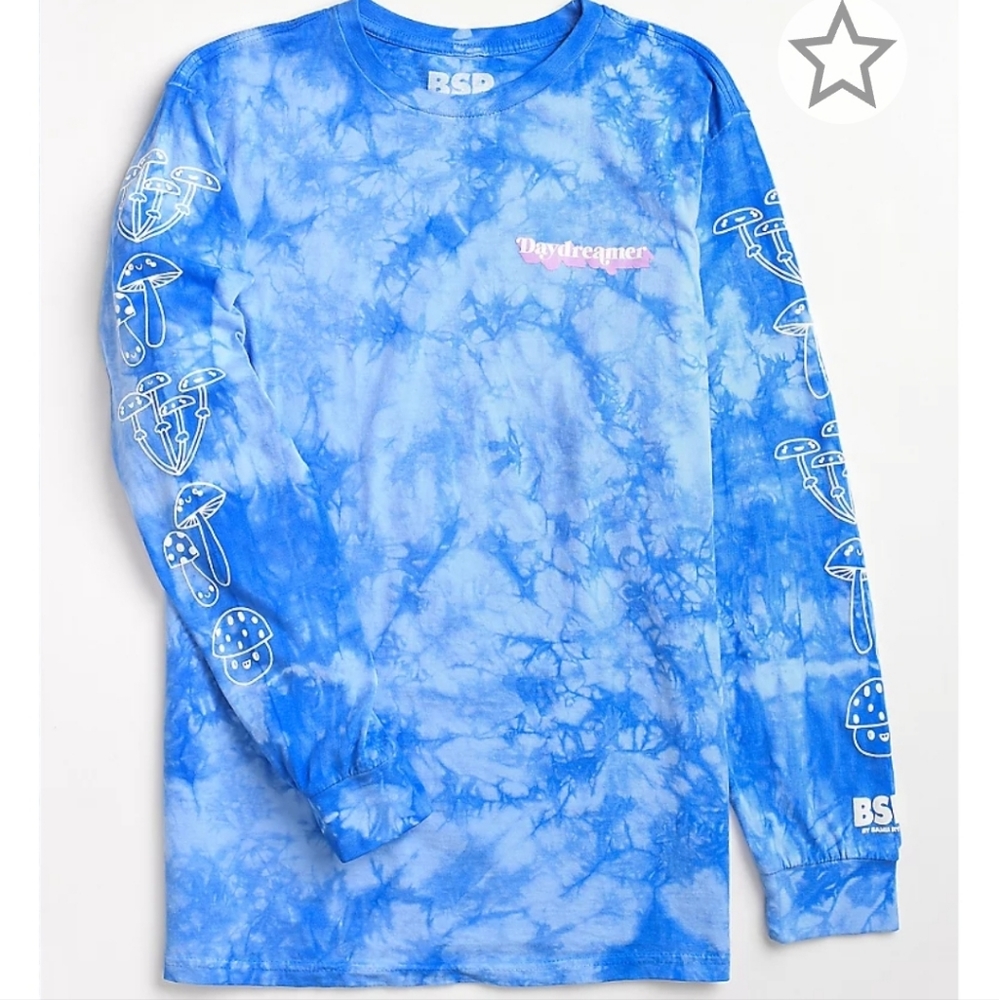 By Samii Ryan Day Dreamer Blue Tie Dye Long Sleeve T-Shirt Size Small NWT